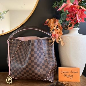 Louis Vuitton Caissa Hobo Damier Ebene in Rose Ballerine.